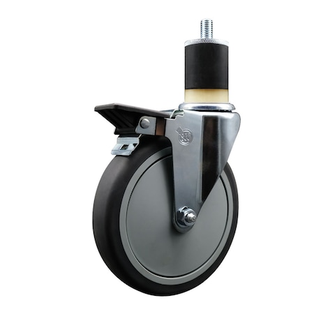 Service Caster 6'' Thermoplastic Rubber Swivel 1-7/8'' Expanding Stem Caster with Brake SCC-EX20S614-TPRB-PLB-178